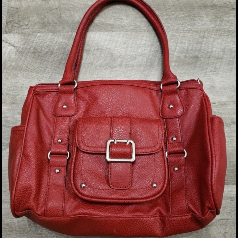 EUC Red Shoulder Purse with Pockets - Picture 2 of 14